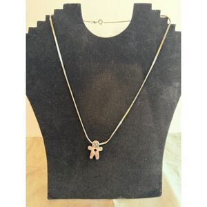 Sterling Silver 925 Italy Gingerbread Man Necklace 20” L 10.87g
